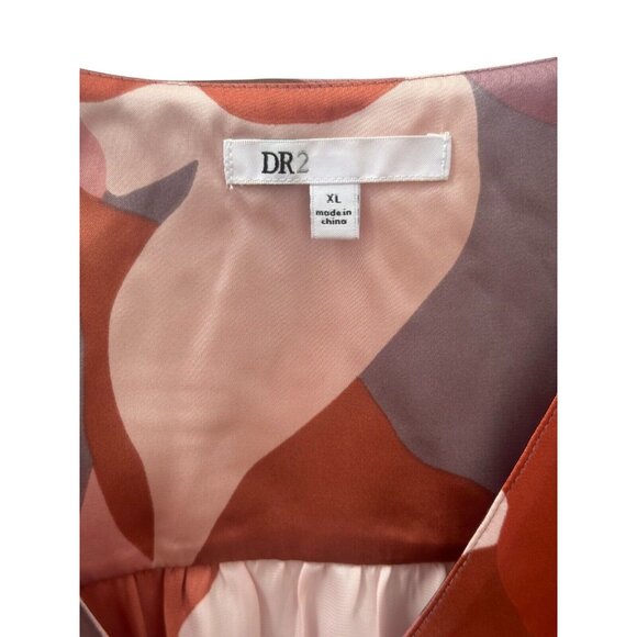 NEW DR2 Women’s Cap Sleeve Tie Blouse Abstract Pattern Size XL NWT - Picture 2 of 5